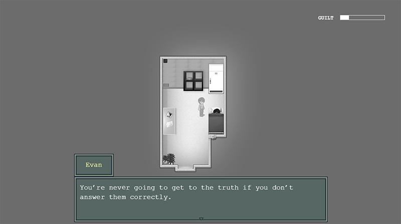 A screenshot from Fragments which shows Evan - the protag - dreaming